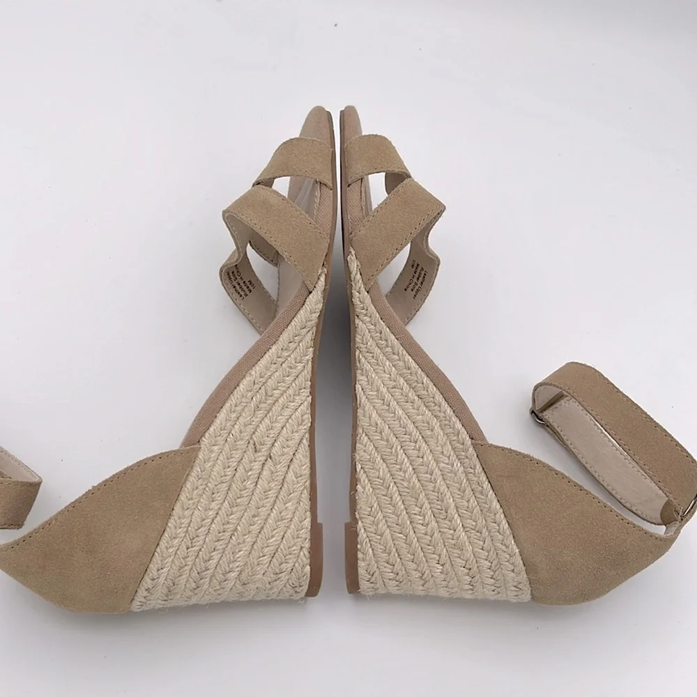 Splendid women’s Miner wedges suede leather sandals ankle strap Espadrille SZ 10